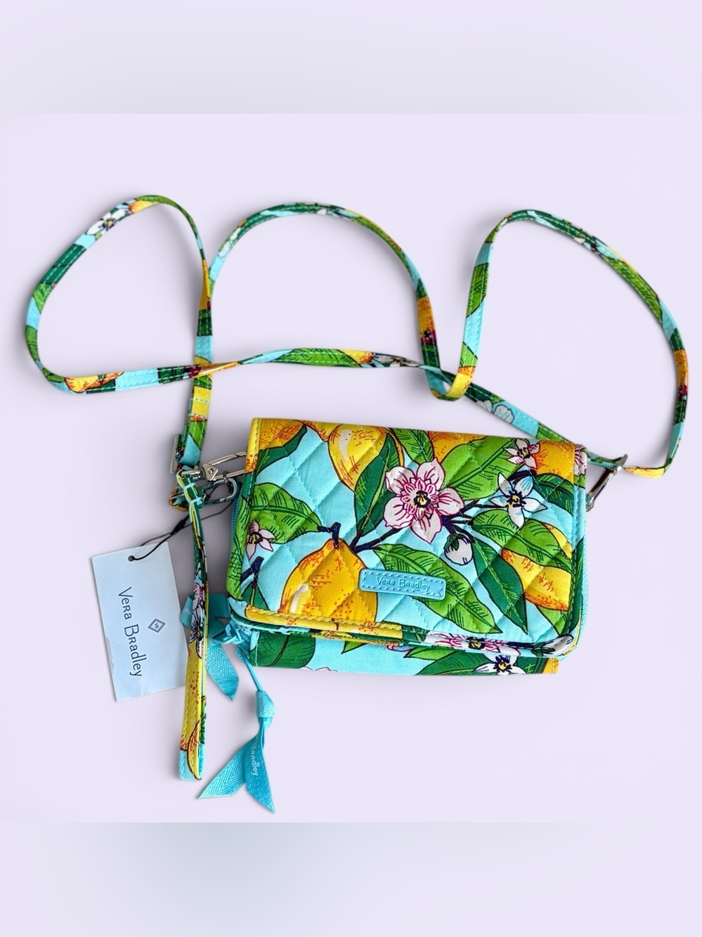 Vera Bradley RFID 3-in-1 Crossbody Purse Lemon Grove Wallet Wristlet NWT